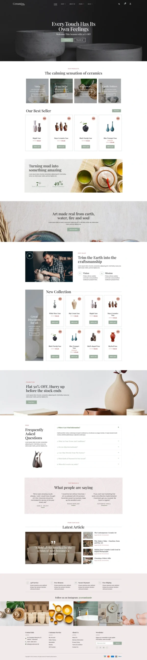 Ceramiza - Pottery & Ceramic Store Website Design Package