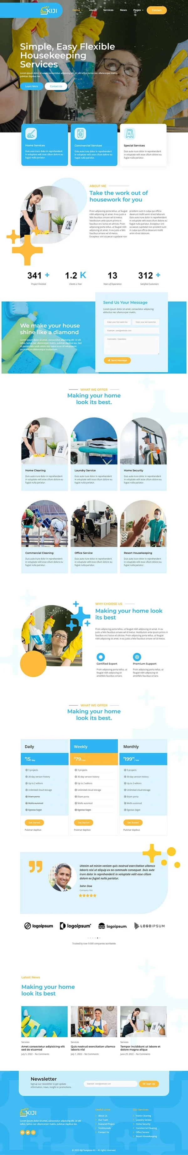 Kiji - Houskeeping & Cleaning Services Website Design Package