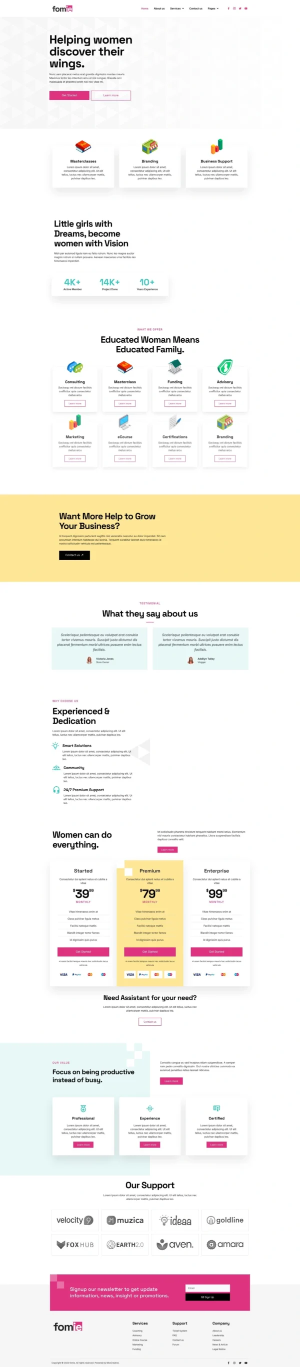 Fomie - Business Woman Website Design Package