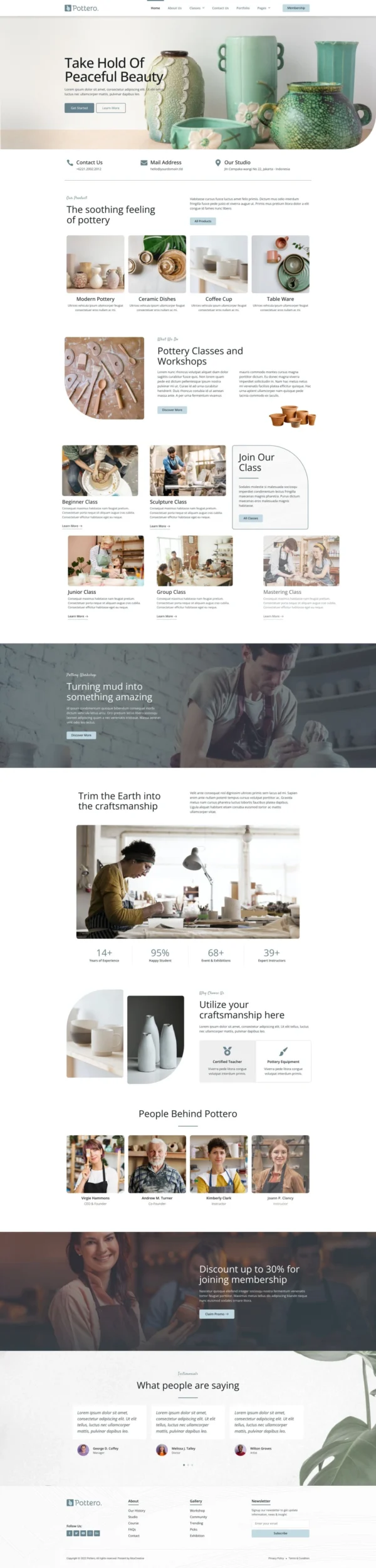 Pottero - Pottery & Ceramics Studio Website Design Package