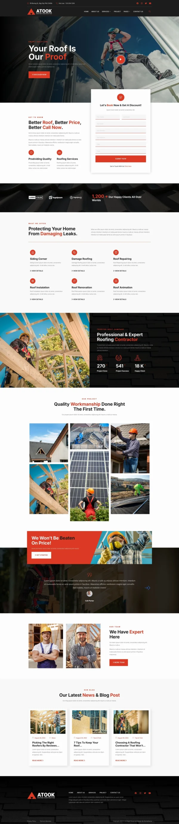 Atook - Roofing Services Website Design Package
