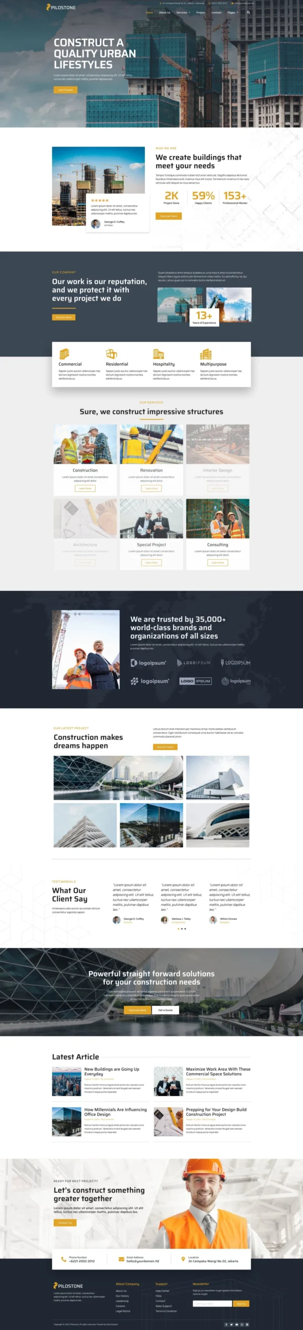 Pilostone - Construction & Building Service Website Design Package