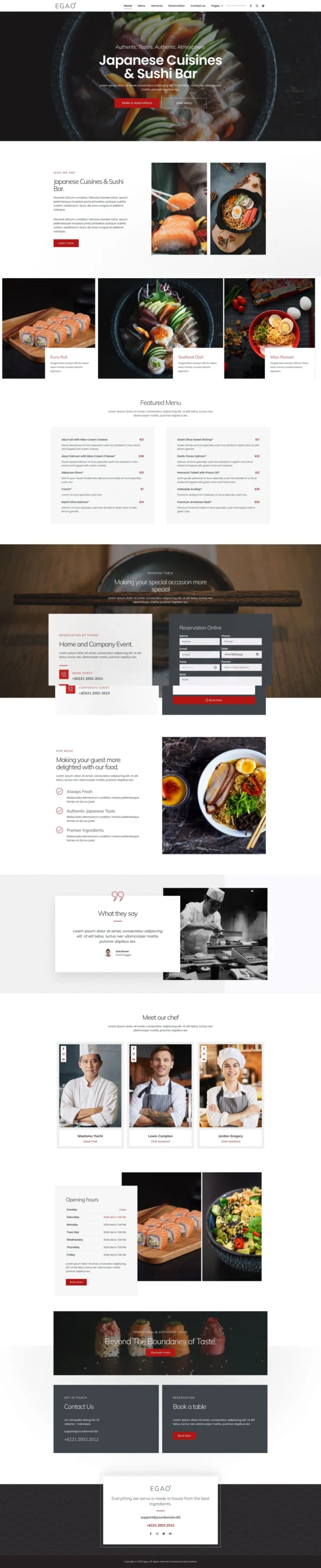 Egao - Japanese Restaurant & Sushi Bar Website Design Package