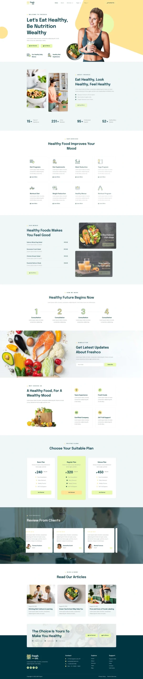 Freshco - Healthy Food & Nutrition Service Website Design Package