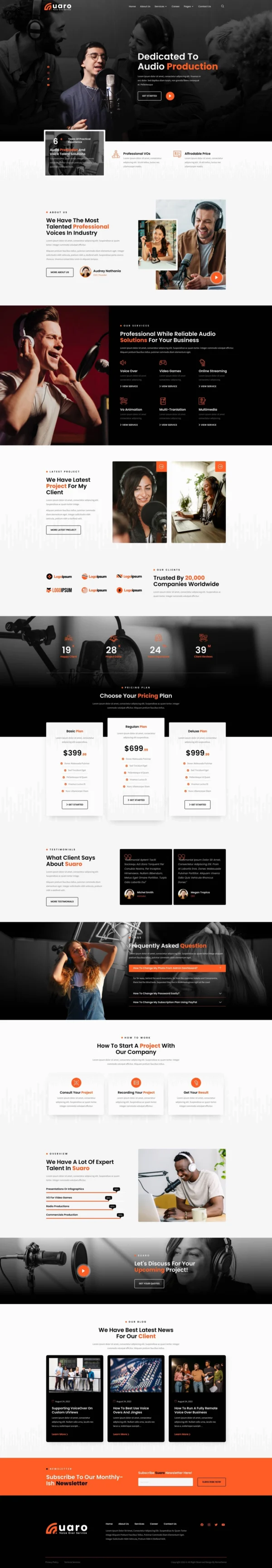 Suaro - Voice Over Services Website Design Package