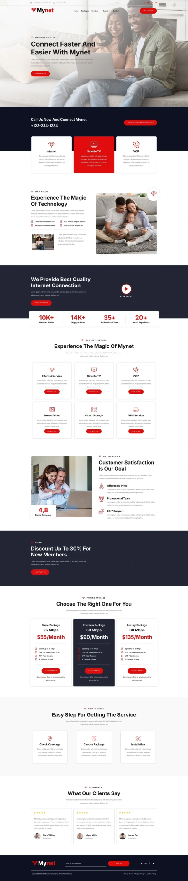Mynet - Broadband & Internet Service Provider Website Design Package