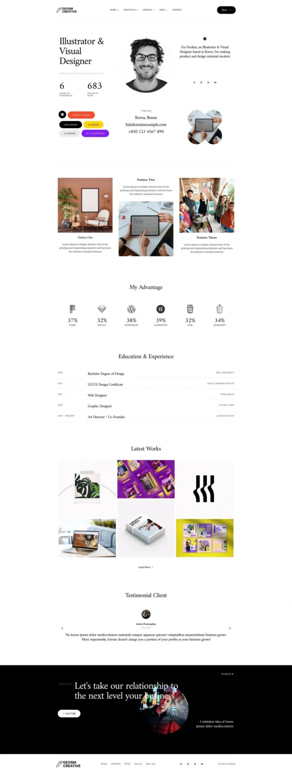 Geosm - Personal Portfolio Website Design Packages