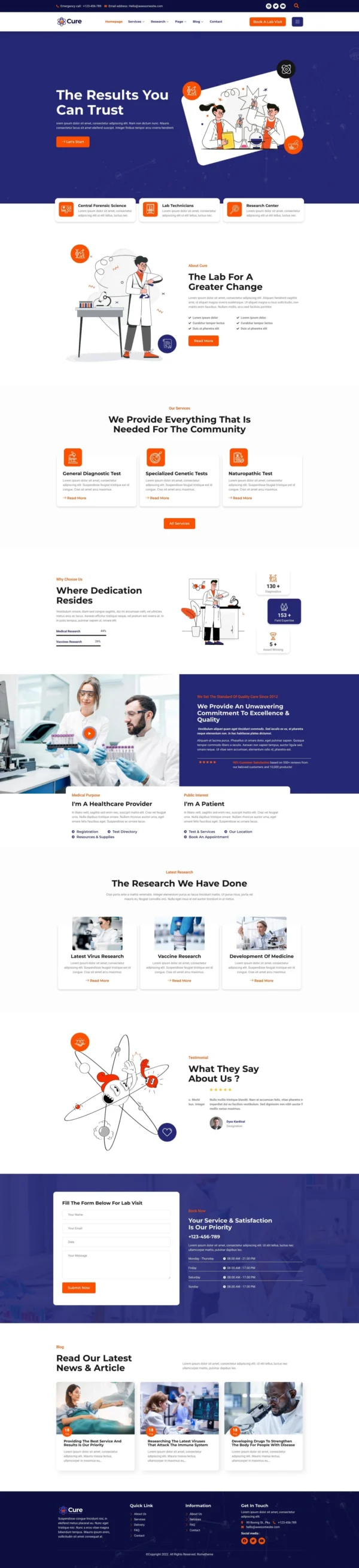 Cure - Science Research & Laboratory Website Design Package
