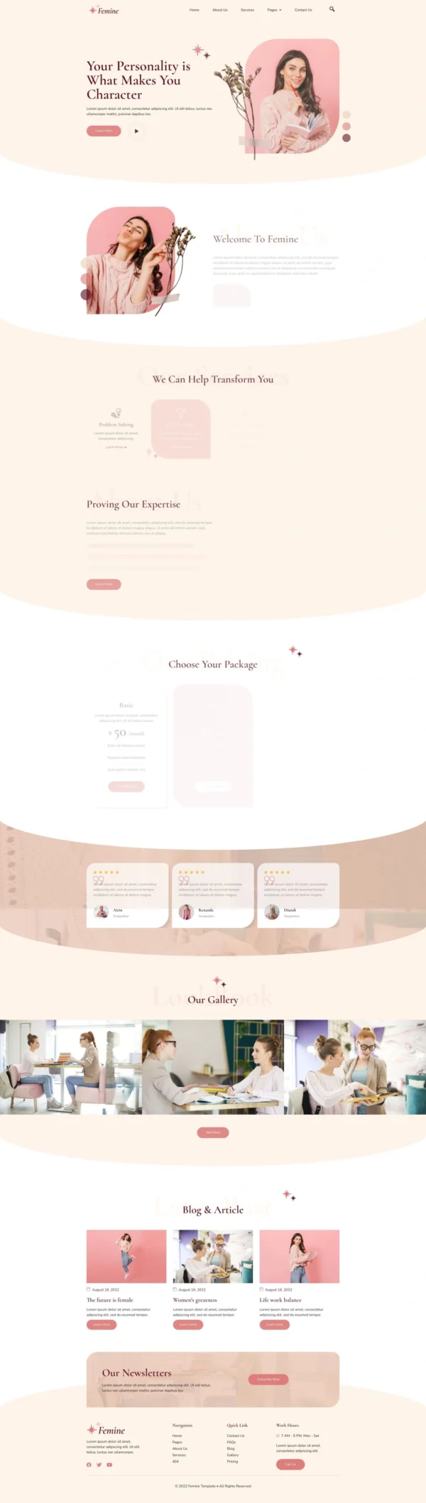 Femine - Feminine Life Coach Website Design Package