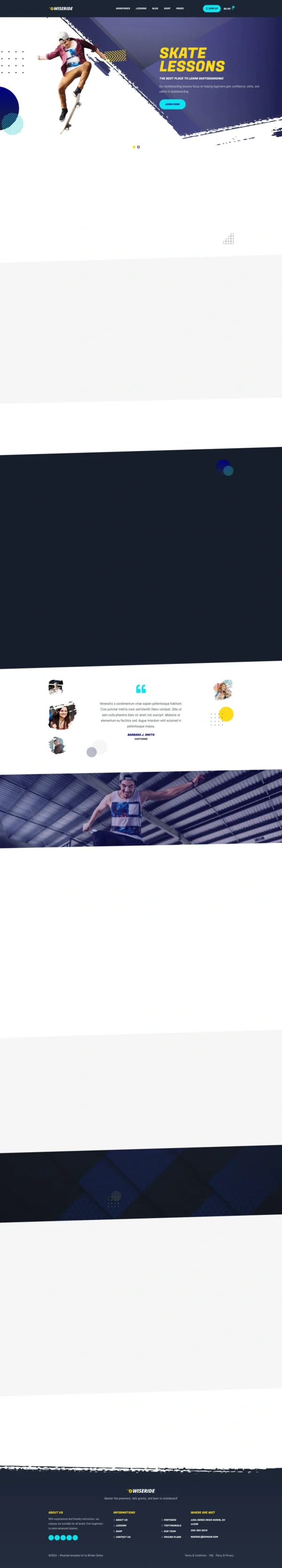 WiseRide - Skateboarding Lessons Website Design Package