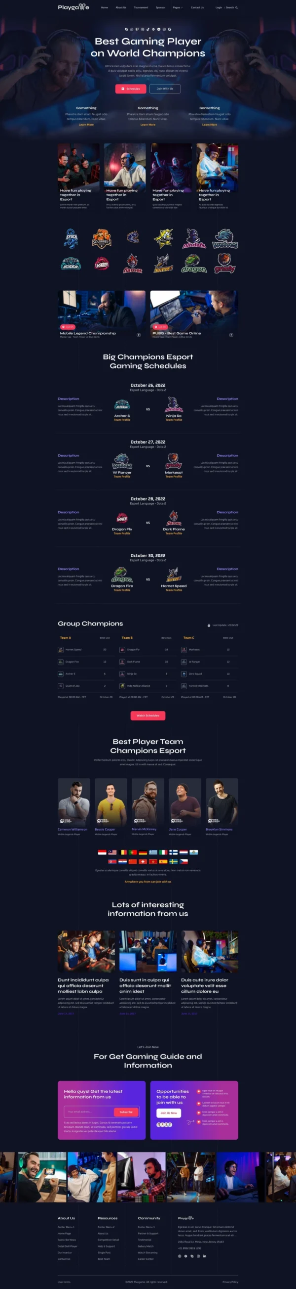 Playgame - Esports Website Design Package