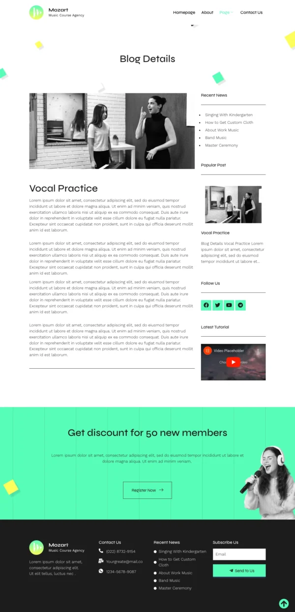 Mozart - Music School Website Design Package - Image 6