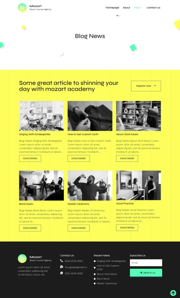 Mozart - Music School Website Design Package - Image 5
