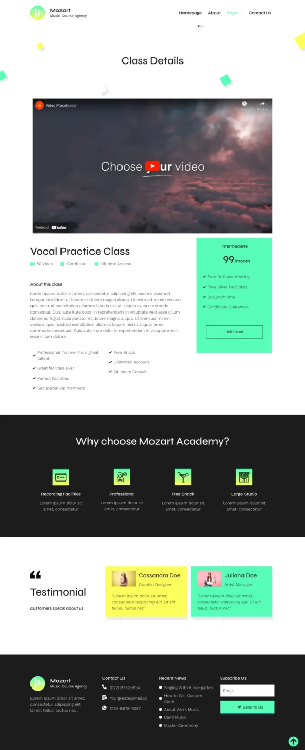 Mozart - Music School Website Design Package - Image 4