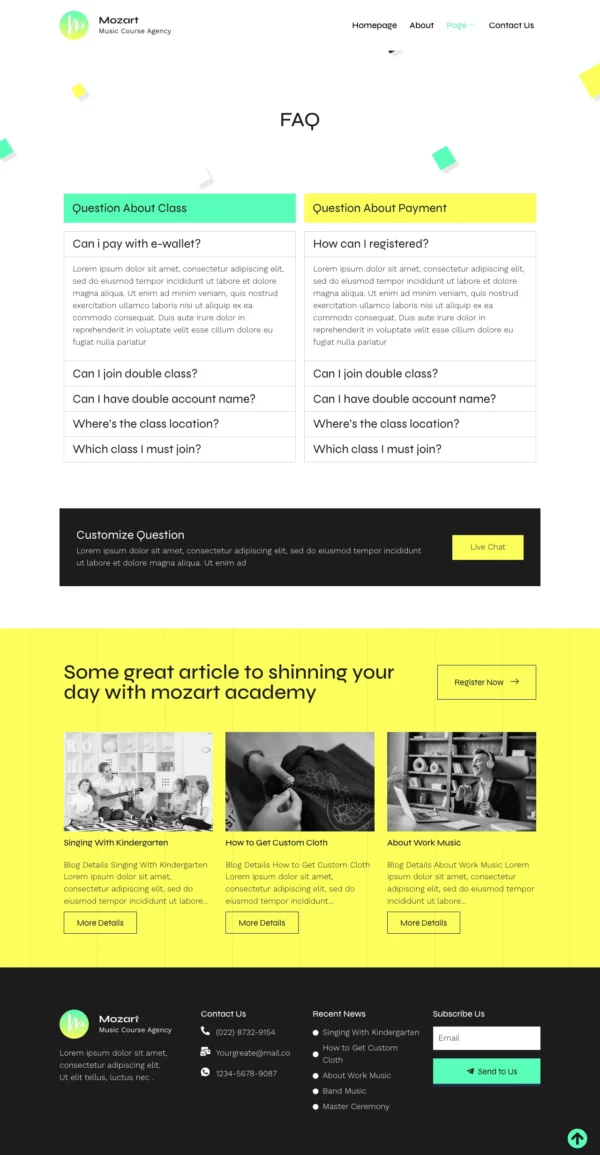 Mozart - Music School Website Design Package - Image 8