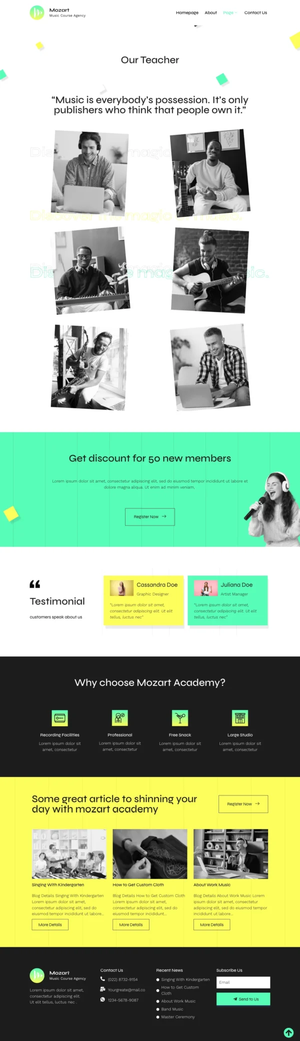 Mozart - Music School Website Design Package - Image 9