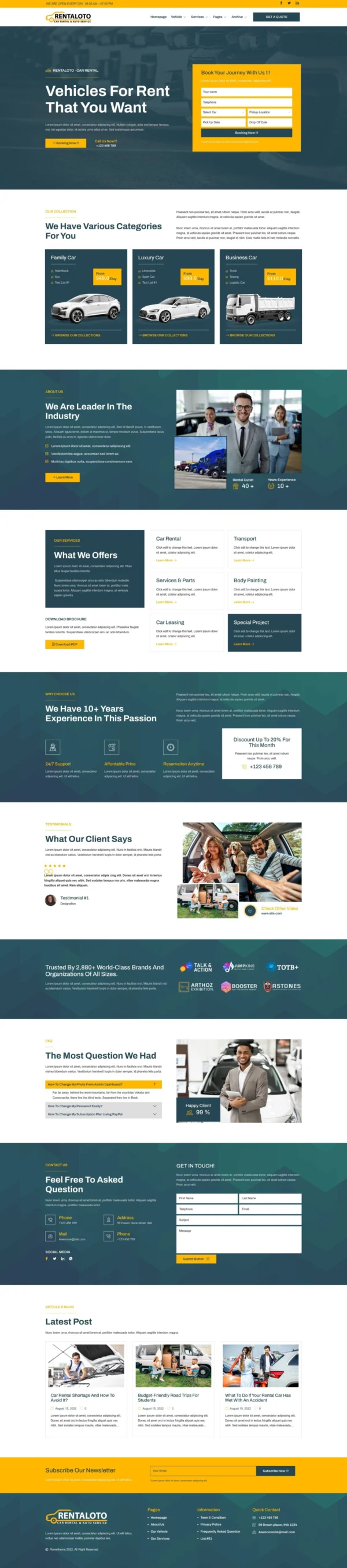 Rentaloto - Car Rental & Auto Services Website Design Package