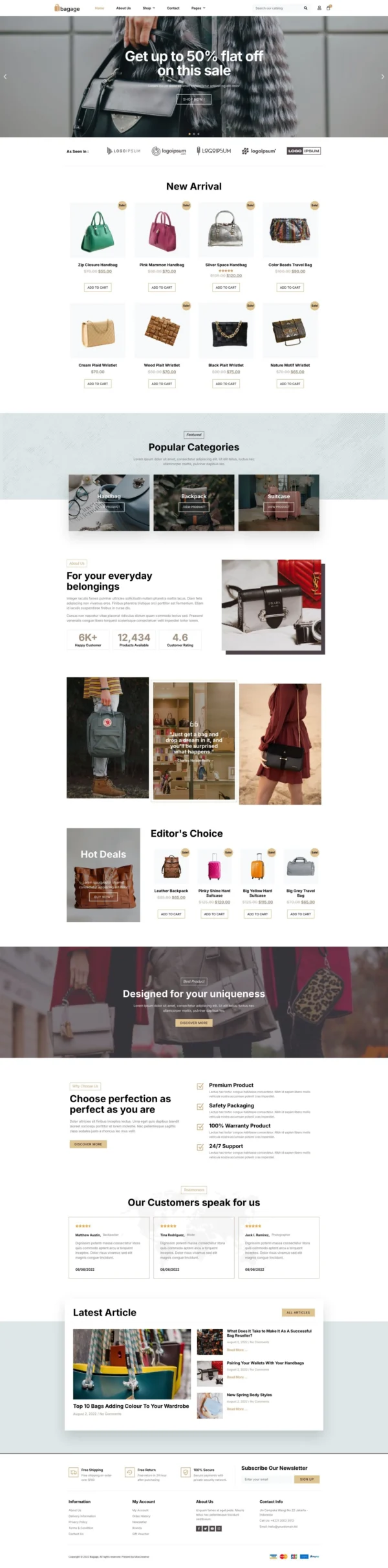Bagage -  Bag Store Website Design Package