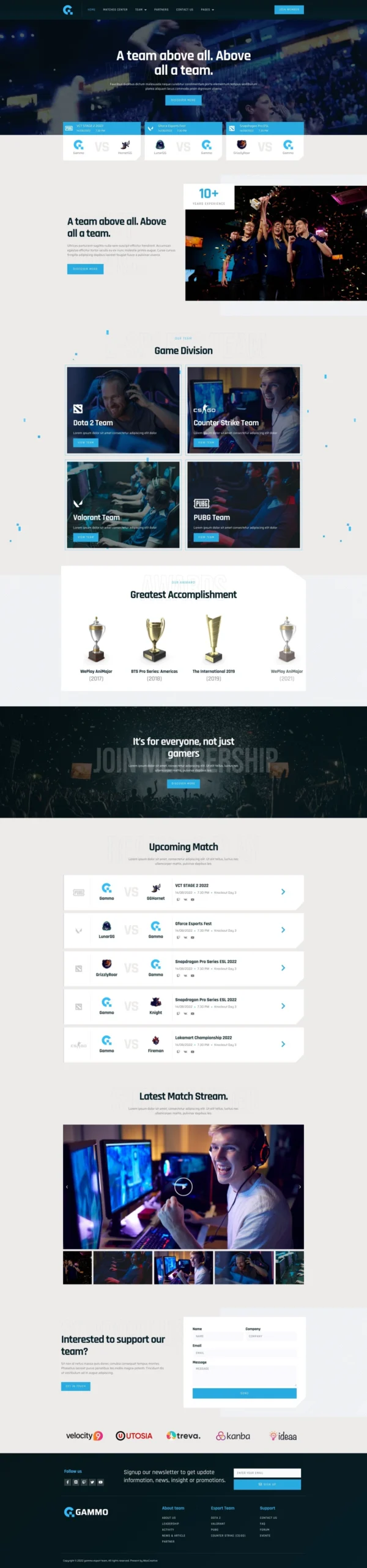 Gammo - Esports Team & Gaming Website Design Package