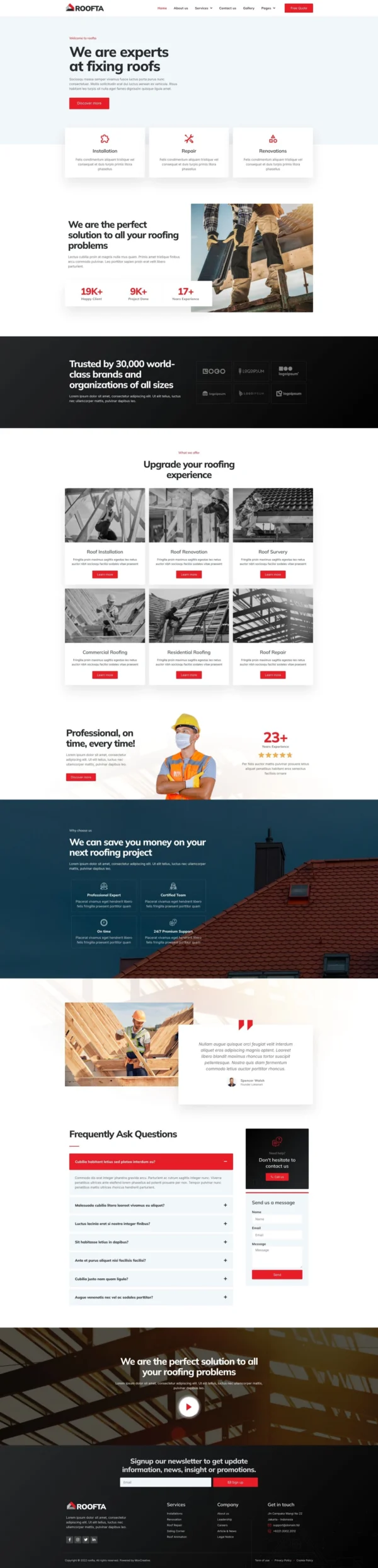 Roofta - Roofing Services Website Design Package