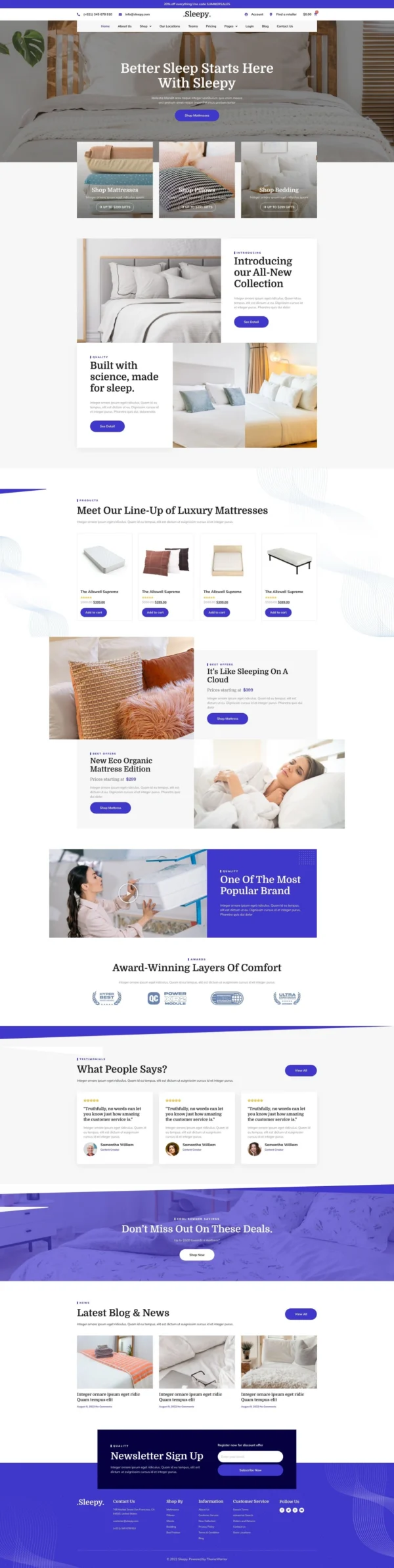 Sleepy - Mattress & Bedding Online Store Website Design Package