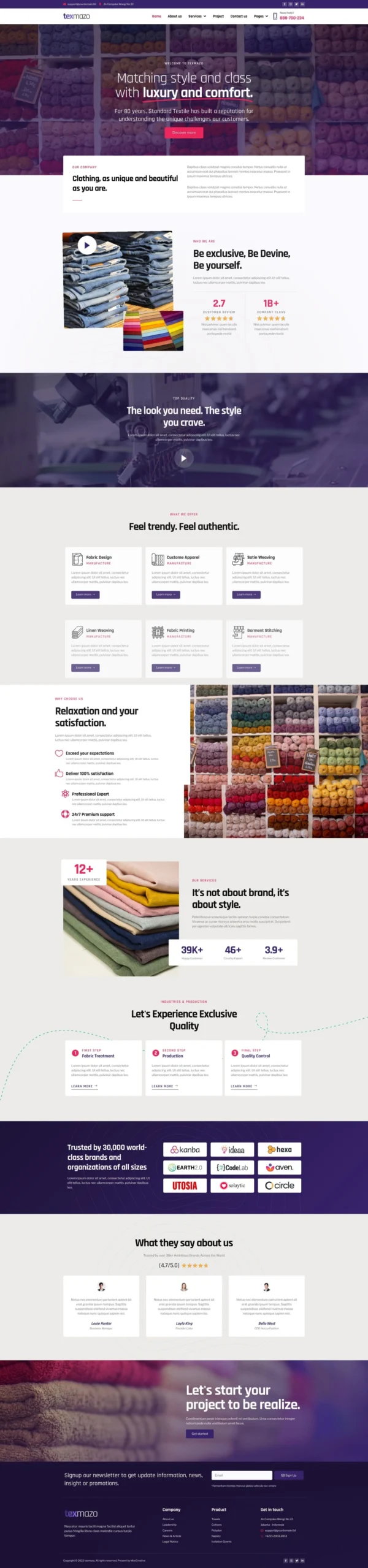Texmazo - Textile & Garment Industry Website Design Package