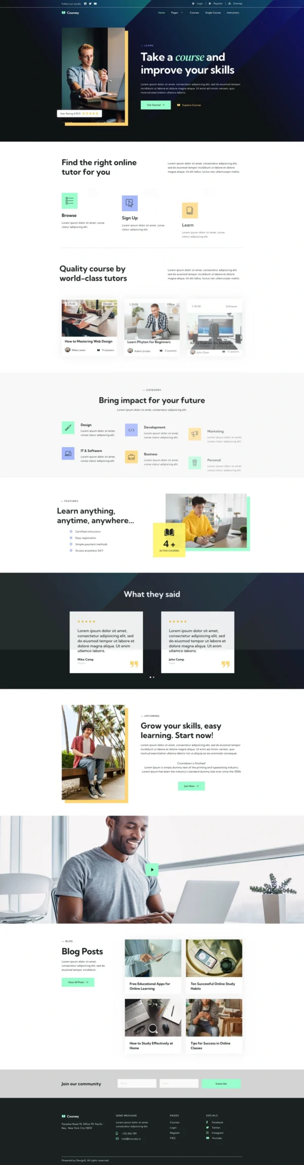 Coursey - Online Courses Website Design Package