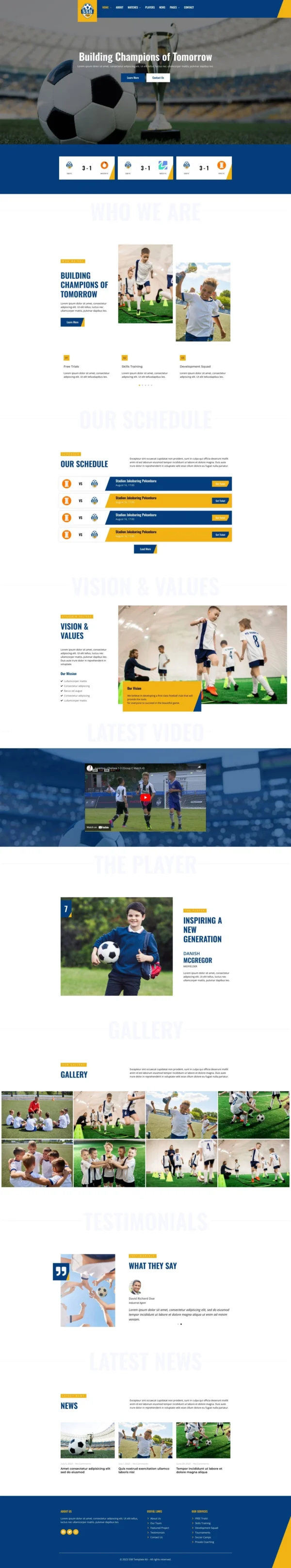 SSB - Football School & Club Website Design Package