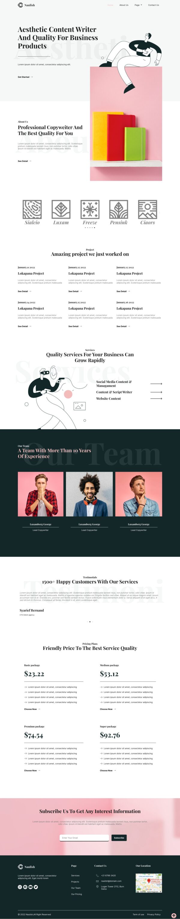 Naulish - Copywriter Website Design Package