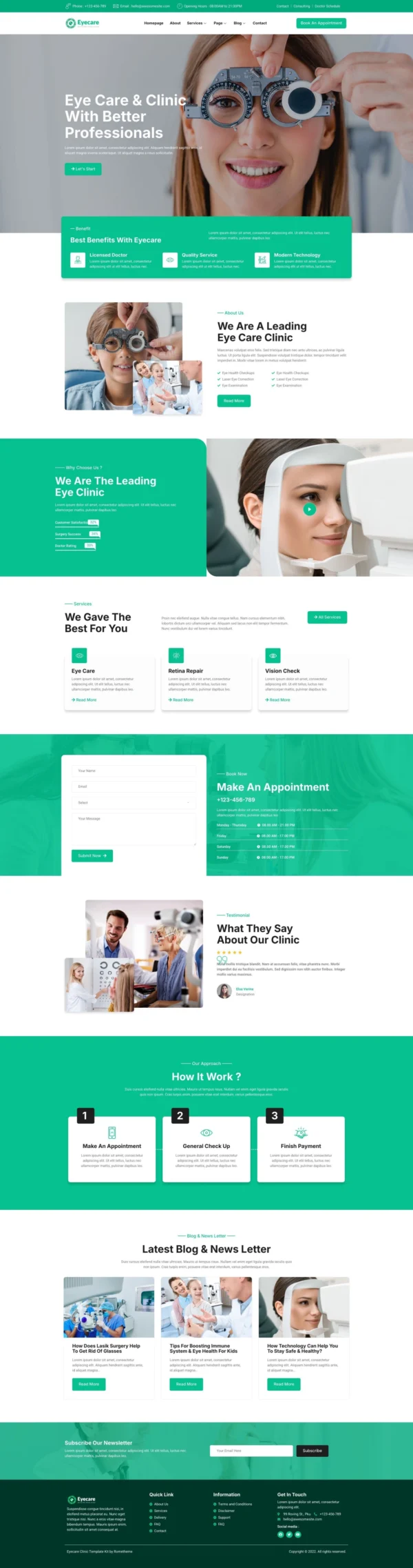 Eyecare - Optometrist & Eye Care Website Design Package