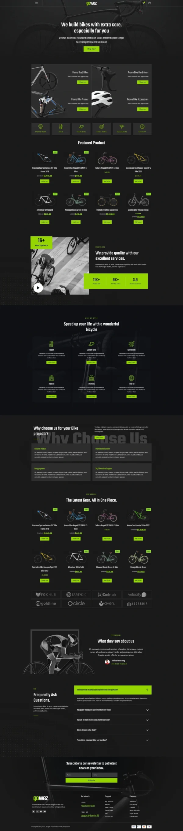 Gowez -  Bike Shop & Bike Service Website Design Package