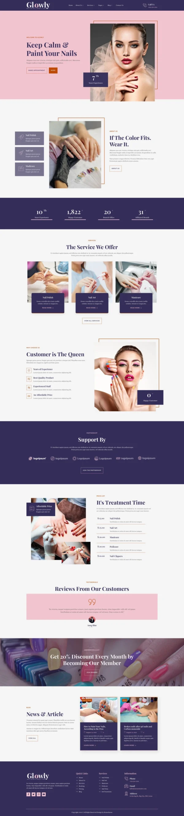 Glowly - Nail Salon & Beauty Care Website Design Package