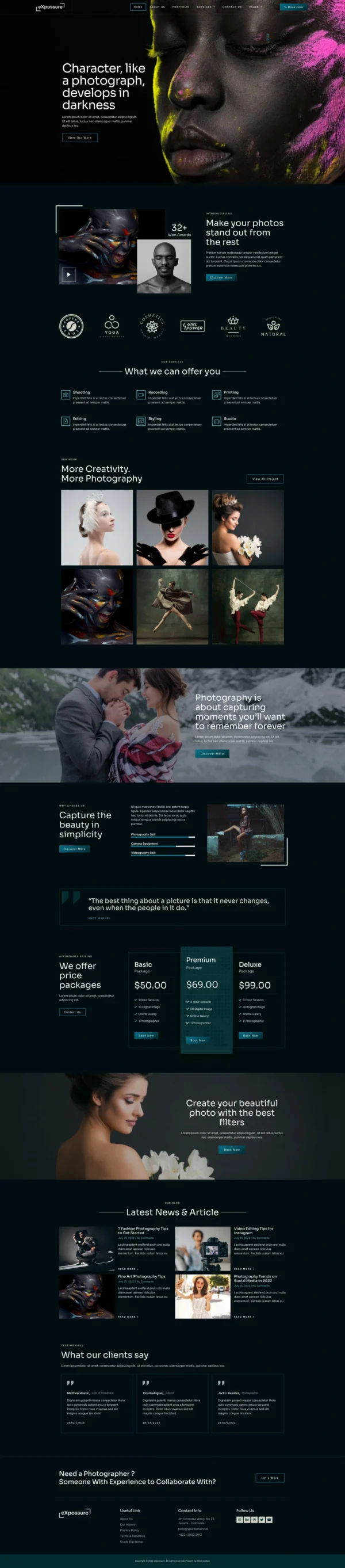 Expossure - Photography & Portfolio Website Design Package