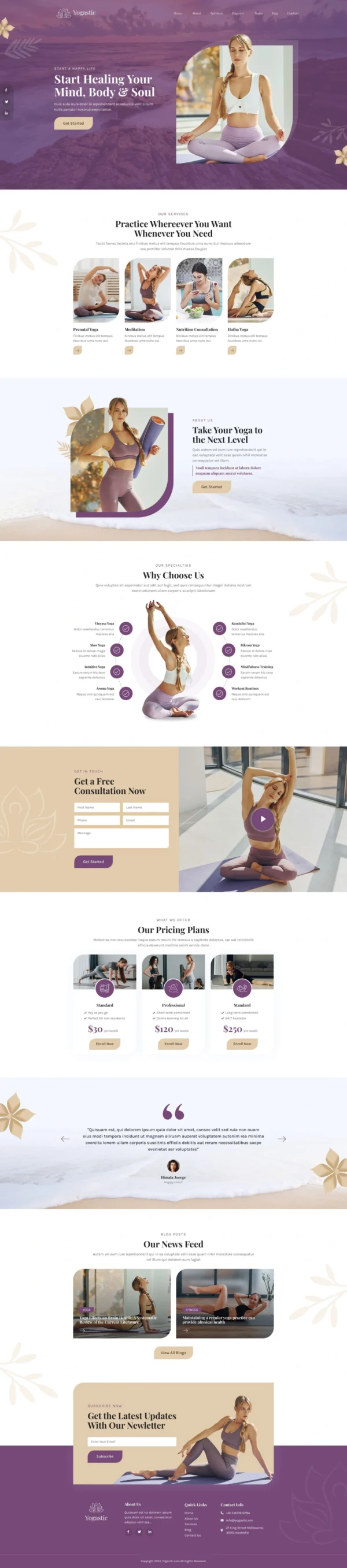 Yogastic | Yoga & Fitness Website Design Package