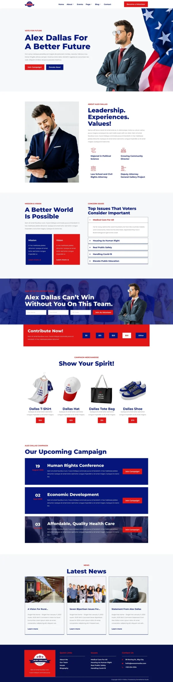 Dallas - Political Candidate Leader Website package