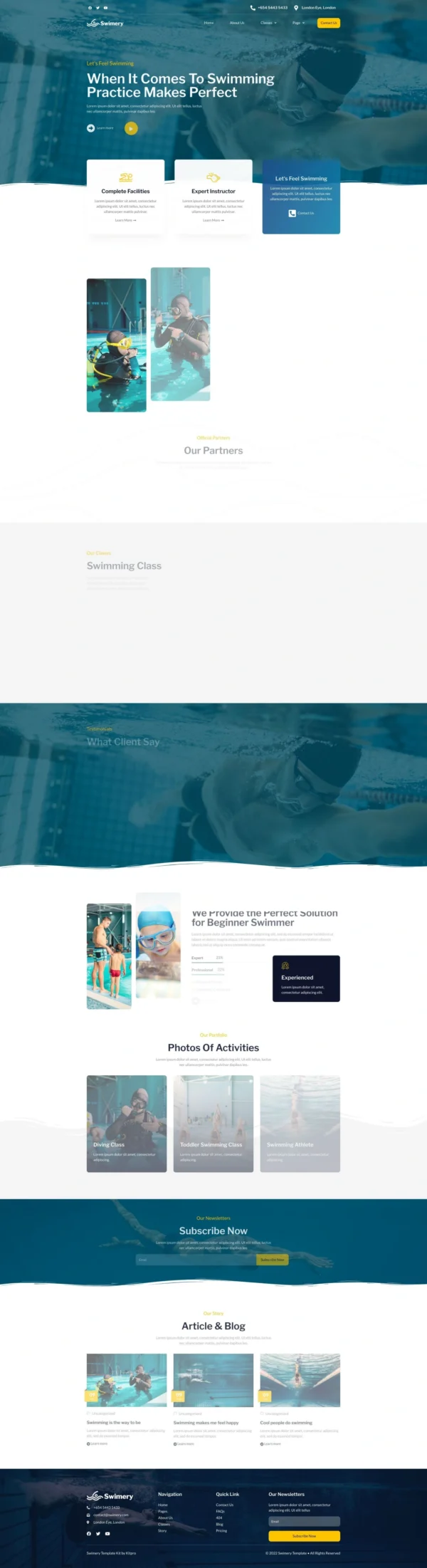 Swimery - Swimming School & Course Website Design Package