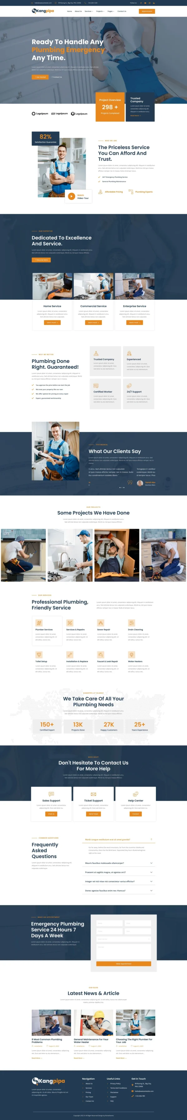 Kangpipa - Plumbing Services Website Design Package