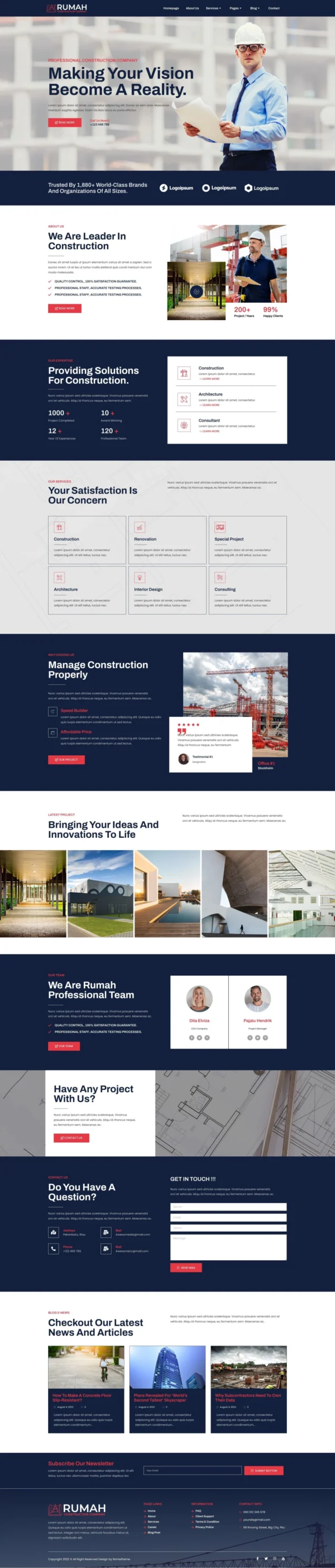 Rumah - Construction Theme Website Design Package