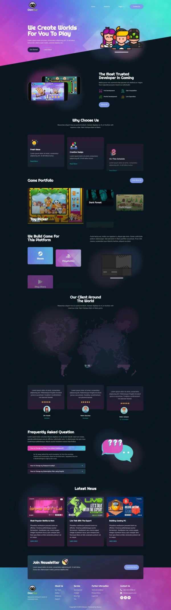 Devour - Game Developer Website Design Package