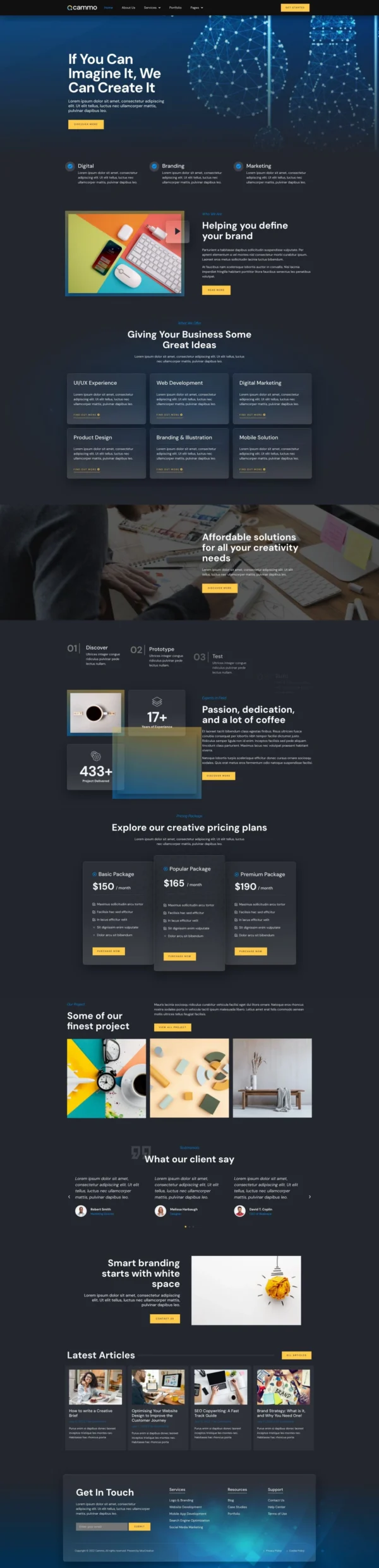Cammo - Creative Agency Services Website Design Package