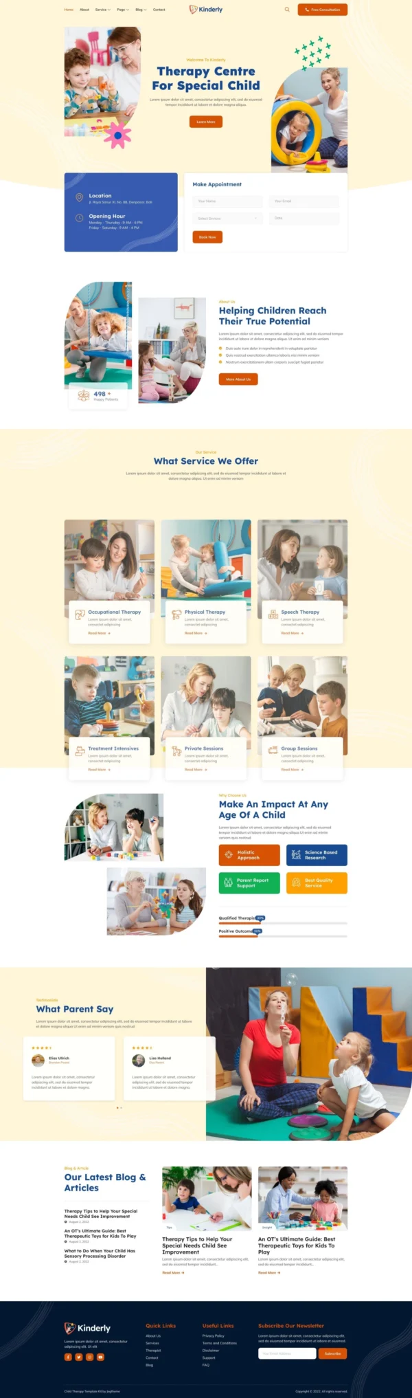 Kinderly – Child Therapist & Psychologist Website Design Package