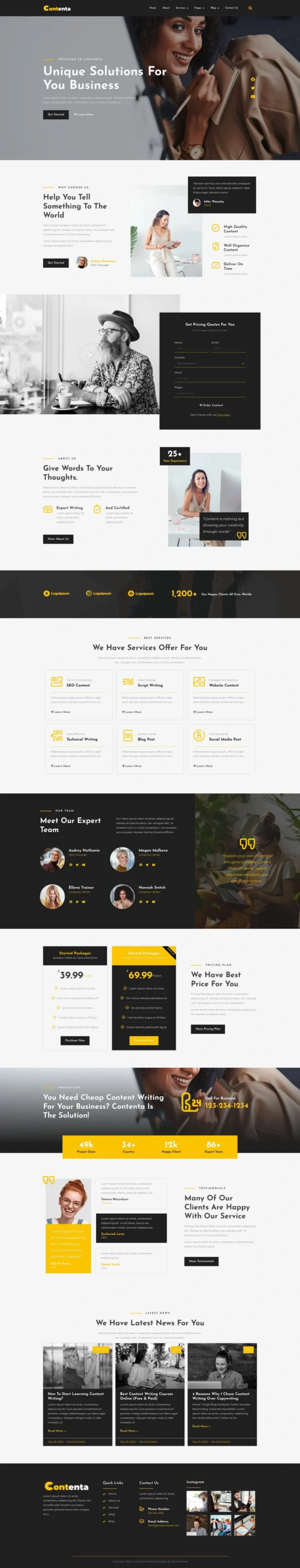 Contenta - Content Writing Services Elementor Pro Full Site