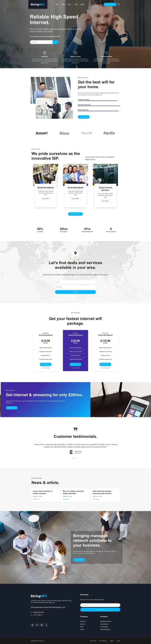 StringNET - Internet & Broadband Service Provider Website Design Package