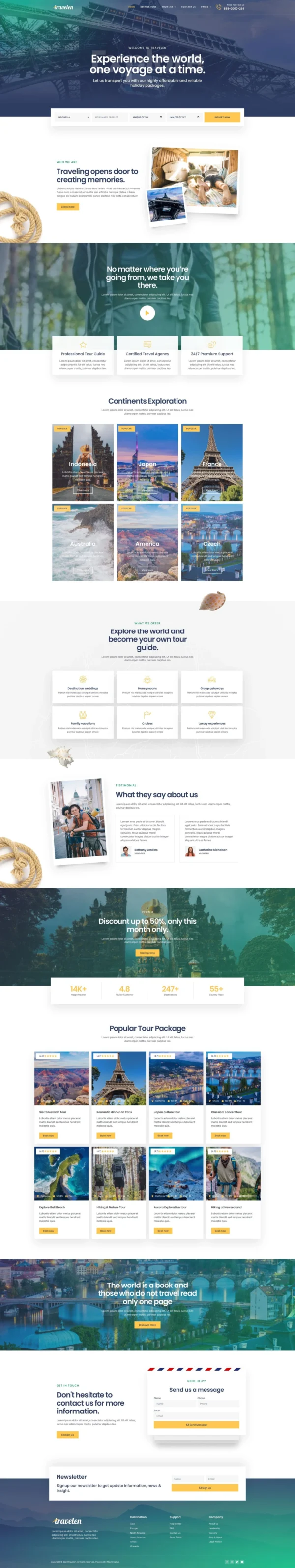 Travelen - Travel & Tour Agency Website Design Package