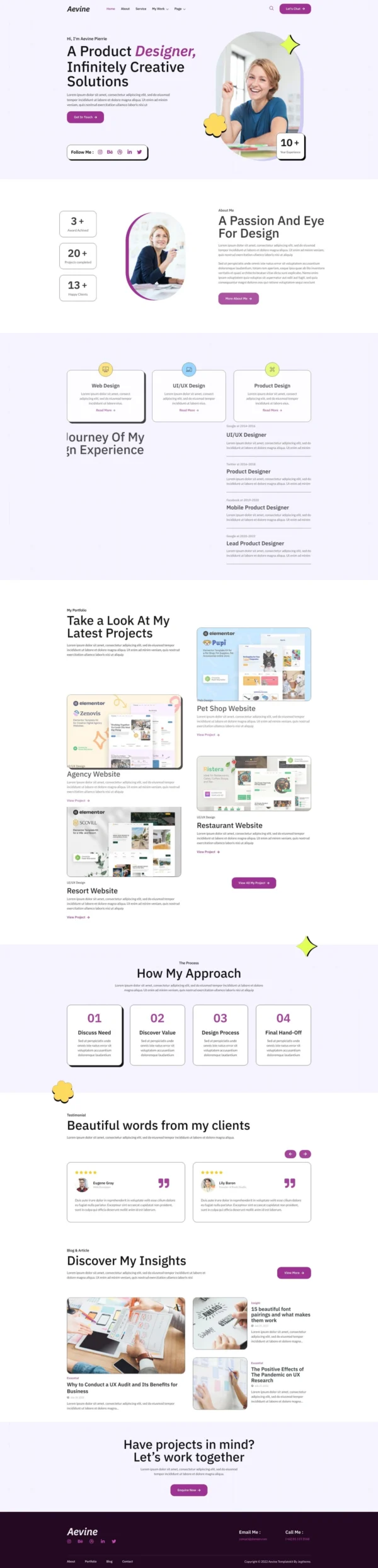 Aevine – Creative Portfolio & Agency Website Design Package
