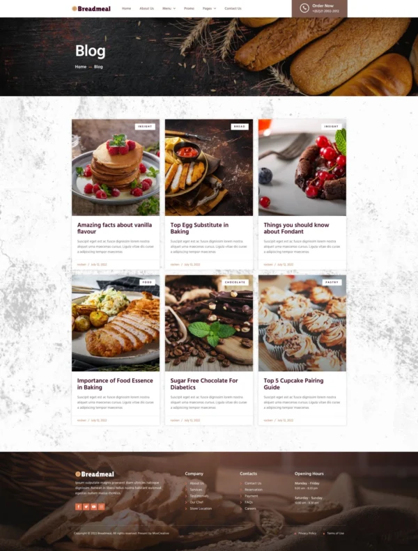 BreadMeal - Bakery & Cake Website Design Package