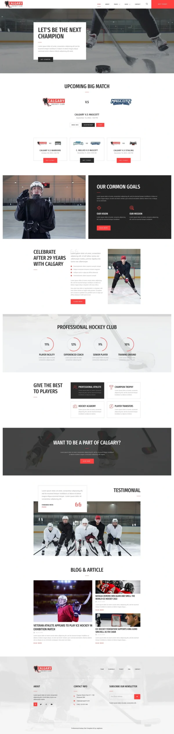 Calgary – Hockey Team & Sports Club Website Design Package