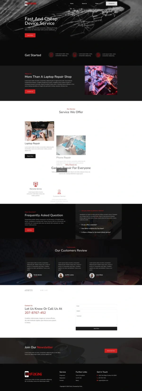 Fixini - Gadget Repair Service Website Design Package