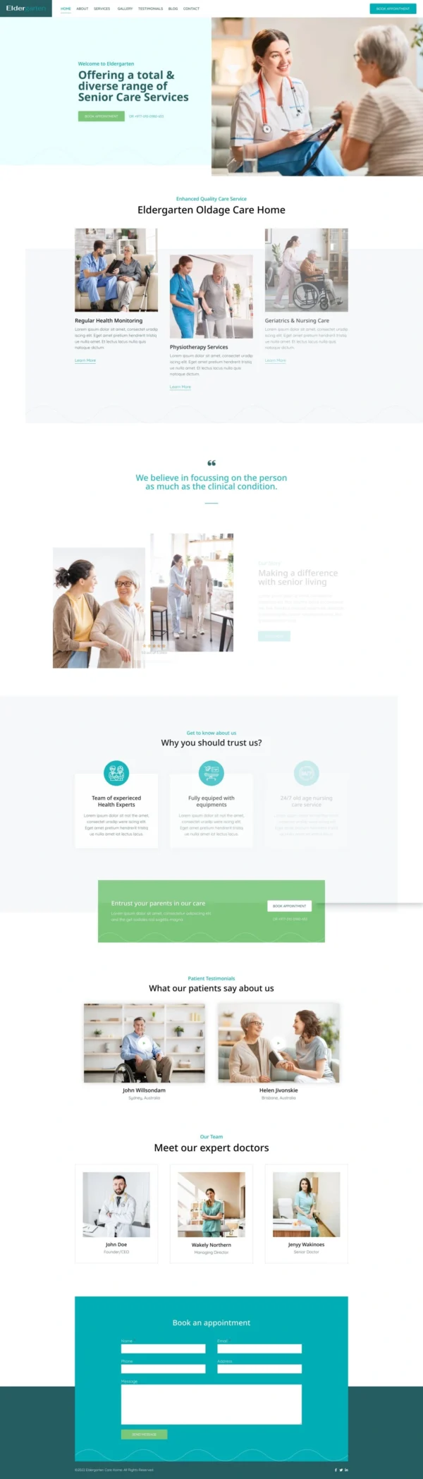 Eldergarten - Elder Care & Senior Home Website Design Package