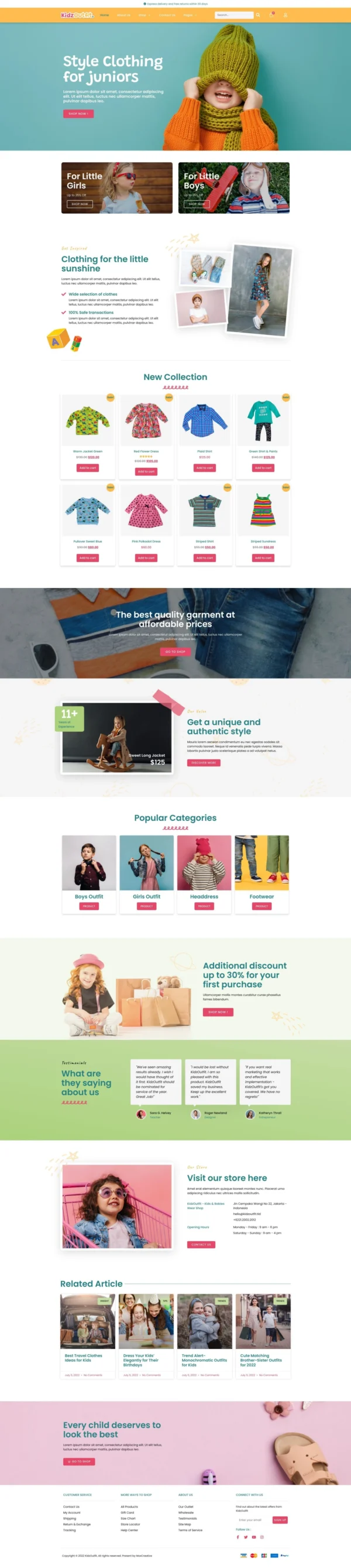 KidzOutfit -  Kids Fashion Shop Website Design Package
